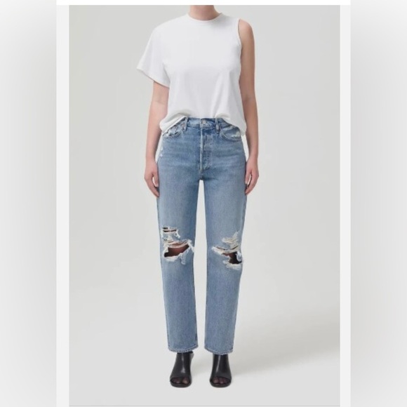 Agolde Denim - Agolde 90's Jeans Wander Distressed Mid Rise Loose Fit Sz 27